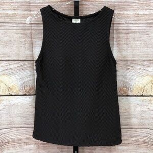 Lands' End Black High Neck Modest Textured Tankini Top UPF 50 Size 6